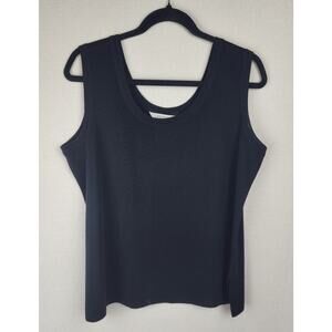 Misook Women's L black knit sleeveless tank top, classic, staple piece, mature
